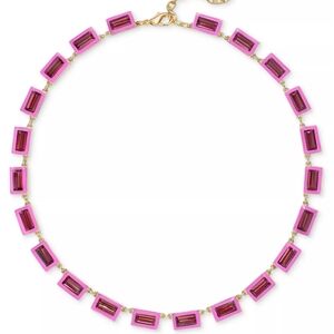 On 34th Gold-Tone Enamel Stone Necklace, 17" + 2" extender
